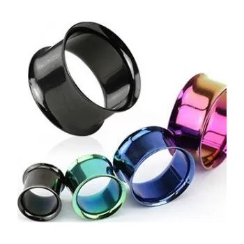 Náušnice Atreya Ocelový tunel s titanovým pokovením - různé barvy Barva: Zelená, Velikost: 4 mm