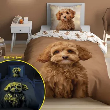 Povlečení DETEXPOL Povlečení Štěně svítící Bavlna, 140/200, 70/80 cm