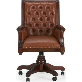 Anglické kancelářské křeslo Windsor hnědé masiv mahagon