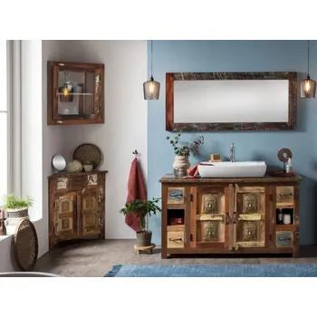 Koupelnový nábytek Rohová nástěnná skříňka Merkur z recyklovaného dřeva