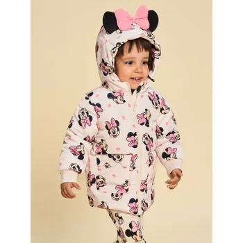 Dívčí bunda Sinsay - Zateplená bunda s kapucí Minnie Mouse - krémová - XM881-01X - XM881-01X-104