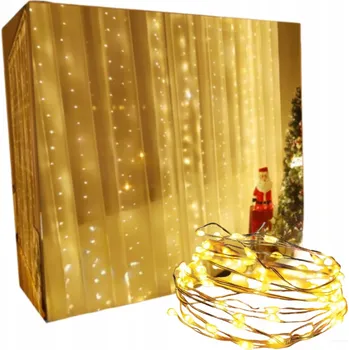 Vánoce SVĚTELNÝ ZÁVĚS 300 LED Girlanda Světýlka 3x3 m USB bílá TEPLÁ