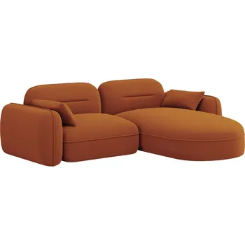 Pohovka Cosmopolitan Design Terakotově oranžová sametová rohová pohovka Sydney 230 cm, pravá