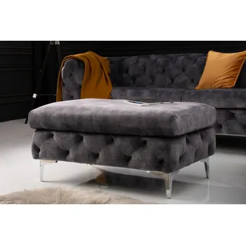 Taburet Taburet Modern Barock XL 90 CM tmavě šedý samet