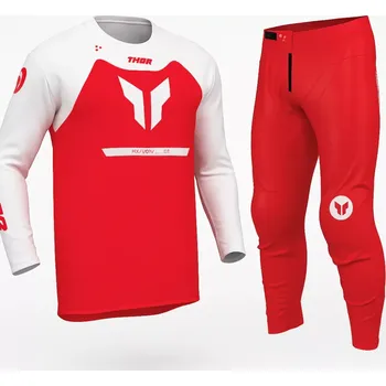 Moto dres Motokrosové - enduro kalhoty a dres / motokrosový - enduro komplet THOR RIDEMODE MENACE barva červená/bílá