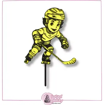 Hokejista 3 - plastový zápich - Pastelová růžová