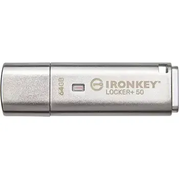 USB flash disk Kingston IronKey Locker+ 50/64GB/USB 3.1/USB-A/Stříbrná