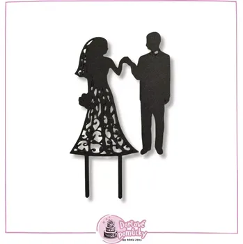 Svatební dekorace Svatební pár č.3 - plastový zápich - Fialová