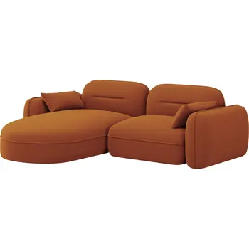 Pohovka Cosmopolitan Design Terakotově oranžová sametová rohová pohovka Sydney 230 cm, levá