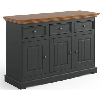 Komoda Grafitová komoda z masivu Belluno Elegante 3D3S s dubovou deskou