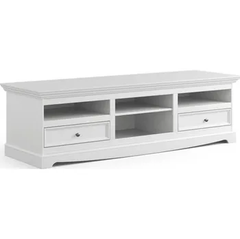 Televizní stolek Bílý televizní stolek 167cm Belluno Elegante z masivu s bílou deskou