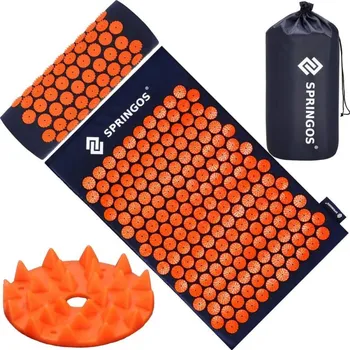 Akupresurní podložka Springos FA0155 65 x 41 cm modrá/oranžová + polštář