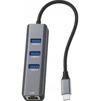 USB hub Adaptér USB-C na Ethernet RJ-45 1000 Mbps HUB USB 3x USB 3.0.