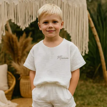 Kojenecká souprava Mušelínový set pro chlapečka Barva: Bílá, Velikost setu: 1,5r (vel. 86)