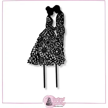 Svatební pár č.8 - plastový zápich - Duhová fialová