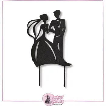 Svatební pár č.6 - plastový zápich - Červená