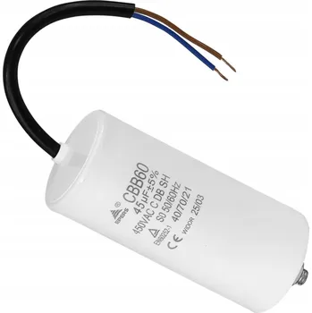 Kondenzátor Startovací kondenzátor motoru s kabely 45 uF 450 V pro podavače kotlů ÚT