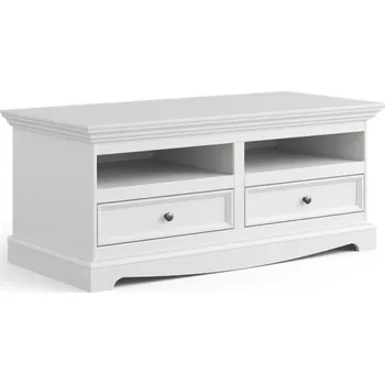 Televizní stolek Bílý televizní stolek z masivu Belluno Elegante s bílou deskou