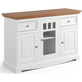 Komoda Belluno Elegante bílá komoda 3D2S z masivu s dubovou deskou