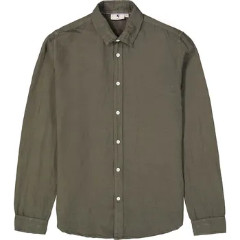 Garcia pánská lněná košile dlouhý rukáv khaki Velikost: 2XL