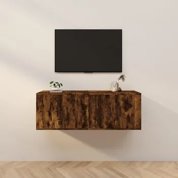 Televizní stolek Nástěnné TV skříňky 2 ks šedé sonoma 80 x 34,5 x 40 cm