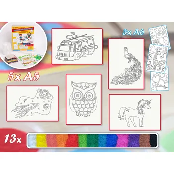 kreativní sada Radost v písku Sada střední PRO KLUKY I HOLKY - Barevné pískování obrázků