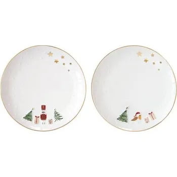 Talíř Easy Life Let it Snow dezertní talíř 16 cm 2ks Louskáček a ptáček