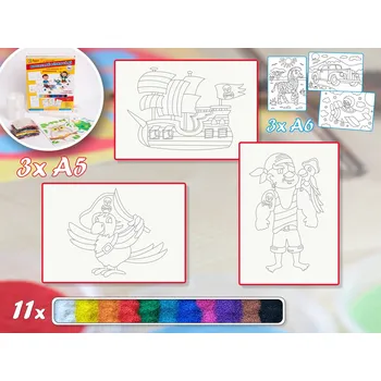 kreativní sada Radost v písku Základní sada PIRÁTI - Barevné pískování obrázků Varianta: A5