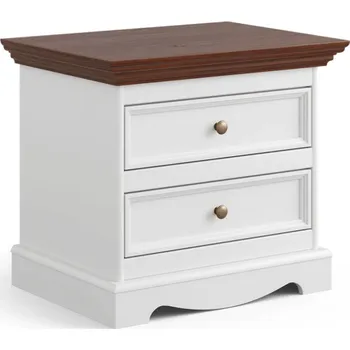 Noční stolek Belluno Elegante noční stolek z masivu bílý / ořech