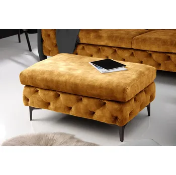 Taburet Taburet Modern Barock XL 90 CM hořčicově žlutá samet