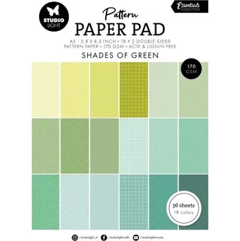 Blok vzorovaných papírů Studio Light, A5, 36 l. - odstíny zelené