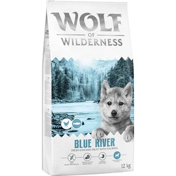 Krmivo pro psa Výhodné balení: 2x12kg Wolf of Wilderness Junior Blue River s lososem bez obilovin granule pro psy