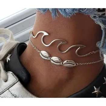 Šperk Prosperk Náramek na nohu mušlička a vlna