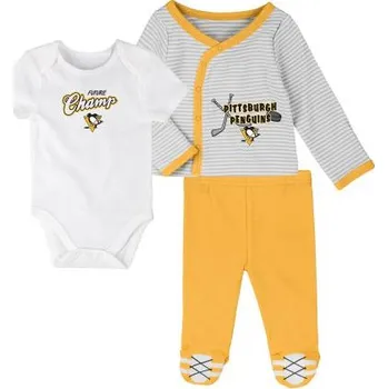 Kojenecké oblečení Outerstuff Dětské Body 3v1 Pittsburgh Penguins NHL 3 Piece Set Velikost: Batole 6-9 Měsíců