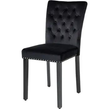 Jídelní židle 2 SET Židle CASTLE sametově černá ve stylu chesterfield