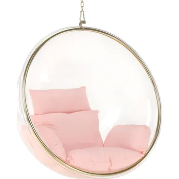Křeslo Závěsné křeslo WOBBLE - transparentní/zlatá/růžová