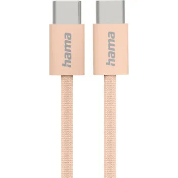 Datový kabel Hama USB-C 2.0 kabel Fabric, 1m, opletený, oranžový