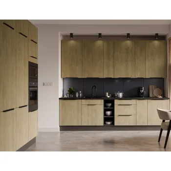 Kuchyňská linka Kuchyňska linka CREMONA, sestava A, 300 x 180 cm, v provedení dub Cremona/antracit