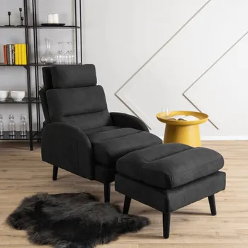 Polohovací křeslo s podnožkou HENRY - černé