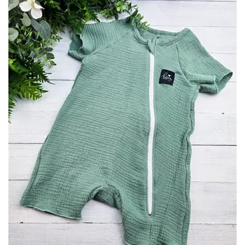 Kojenecký overall Kulišárny Mušelínový letní overal s krátkým rukávem MENTOL VELIKOST: 68