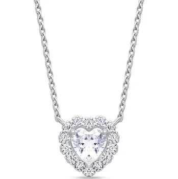 Řetízek Stříbrný řetízek s přívěskem srdíčka se zirkony 2512