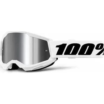 Motocyklové brýle STRATA 2 JUNIOR, Bílé, stříbrné plexi