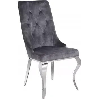 Jídelní židle 2SET zámecká židle MODERN BAROCCO S RUKOJETÍ šedá samet