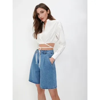 Dámská móda Sinsay - Džínové kraťasy high waist - modrá - 6026J-50J - 6026J-50J-38