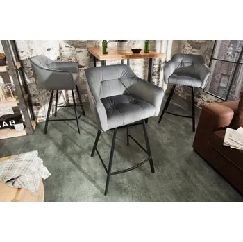 Barová židle Barová židle ze sametu, stříbrná Loft
