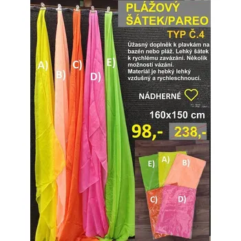Šátek PAREO - PLÁŽOVÝ ŠÁTEK typ č.4 AKCE! - B