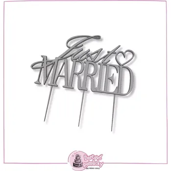 Just married - plastový zápich - Bílá