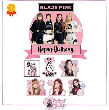 Jedlá dekorace na dort ozdobSi Black pink č.1 - tisk na jedlý papír - Bez úprav