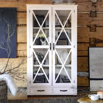 Knihovna Dřevěná vitrína z masivu Corona Stell - výběr moření