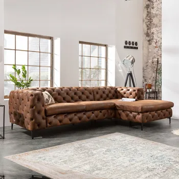 Pohovka Rohová pohovka Chesterfield pravá mikrovlákno